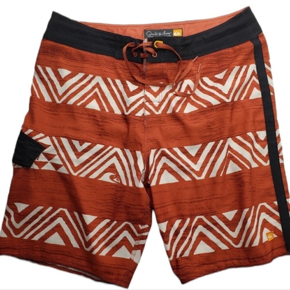 36 QUIKSILVER Waterman BOARD SWIM SURF RUST BROWN TRIBAL SHORTS EXTRA LARGE XL